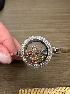 Origami Owl Silver and Rose Gold Crystal Locket Bracelet